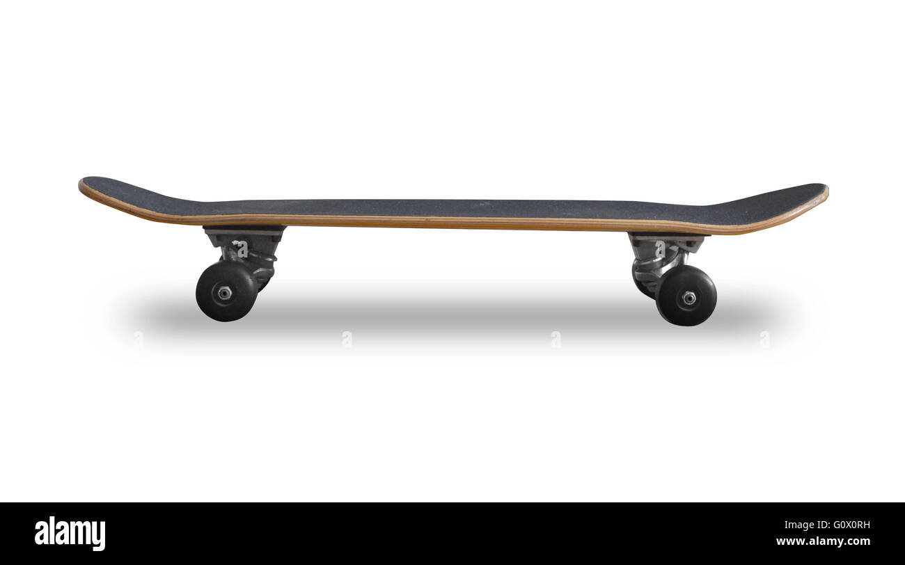 Uno skateboard su bianco Foto Stock
