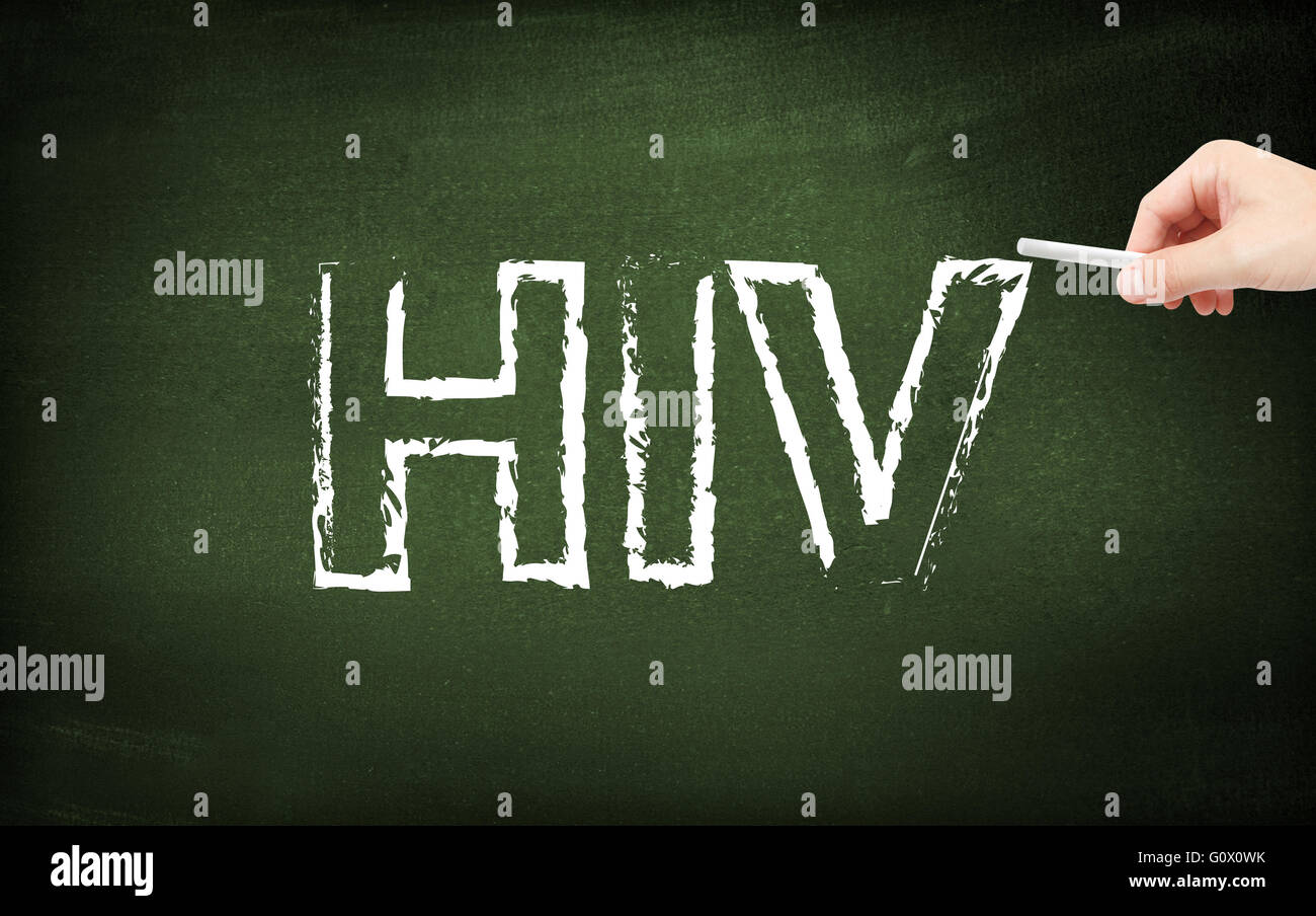HIV scritti su una lavagna Foto Stock