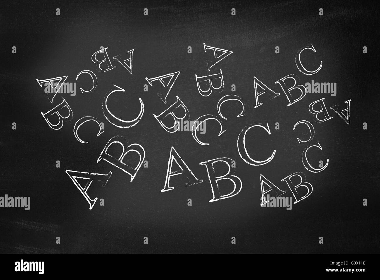 ABC scritti su una lavagna Foto Stock