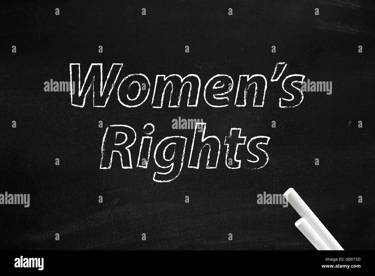 Diritti della donna scritto a bordo Foto Stock