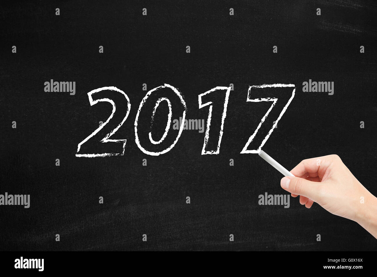 2017 scritti su una lavagna Foto Stock