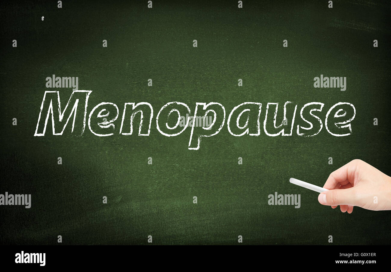 La menopausa scritti su una lavagna Foto Stock