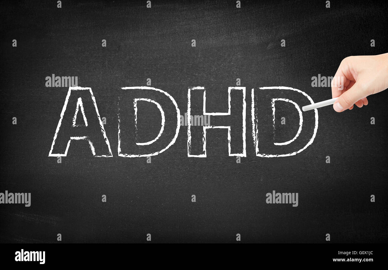 ADHD scritti su una lavagna Foto Stock