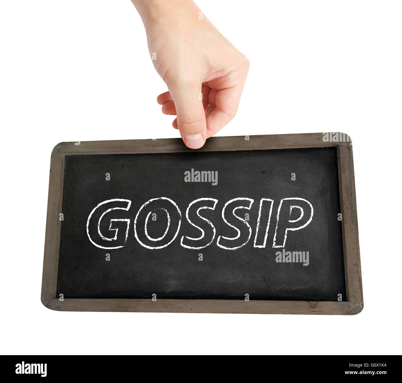 Gossip scritti su una lavagna Foto Stock