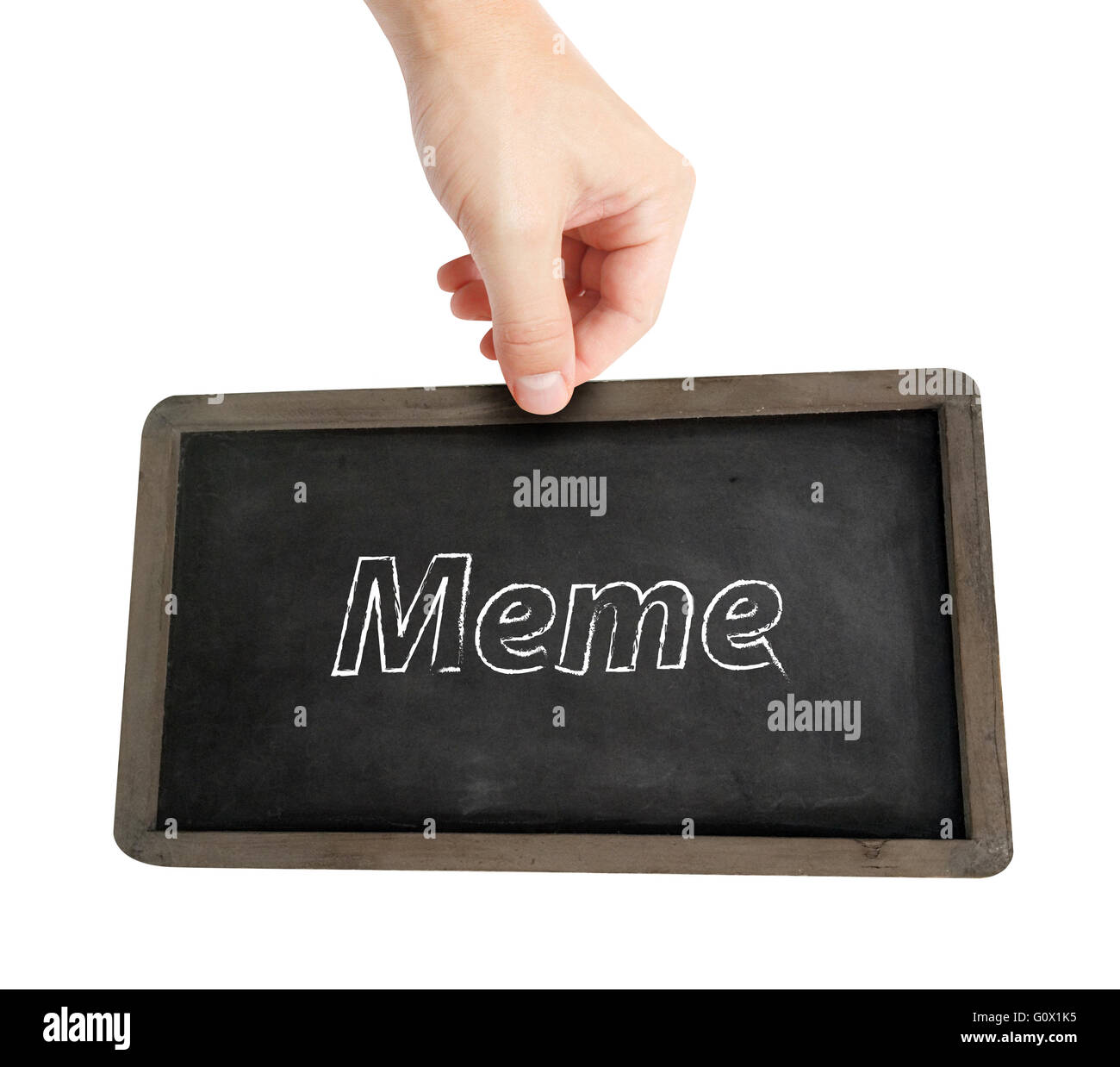 Meme scritti su una lavagna Foto Stock