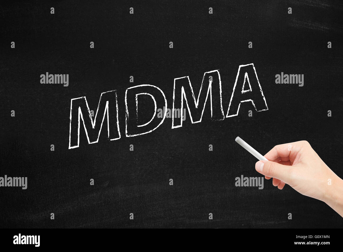 MDMA scritti su una lavagna Foto Stock