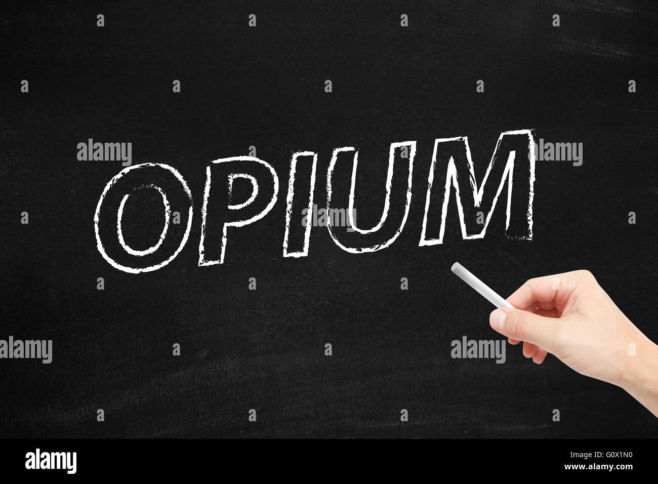 L'oppio scritti su una lavagna Foto Stock