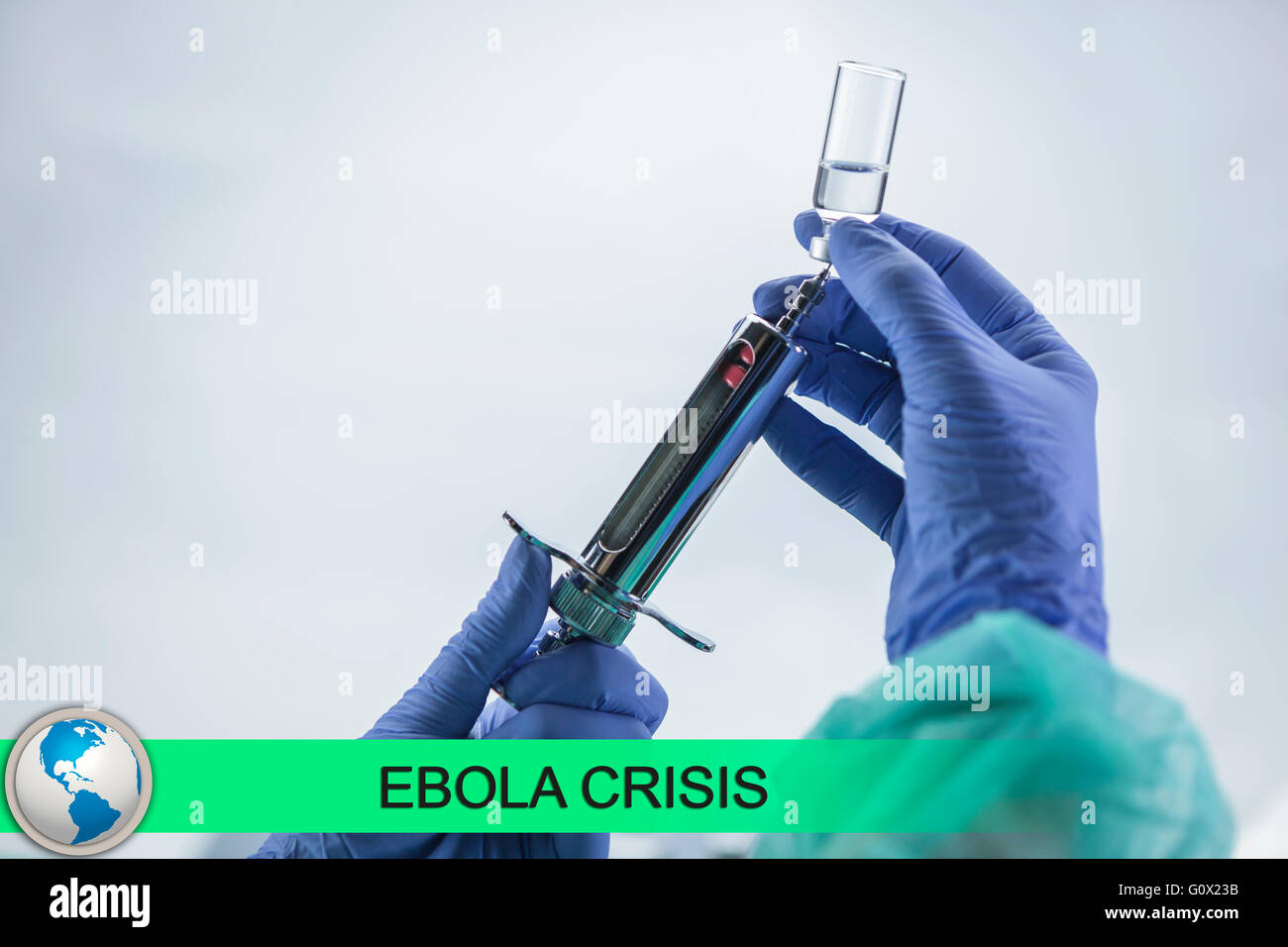 Composito Digitale di Ebola notizie flash con immagini mediche Foto Stock