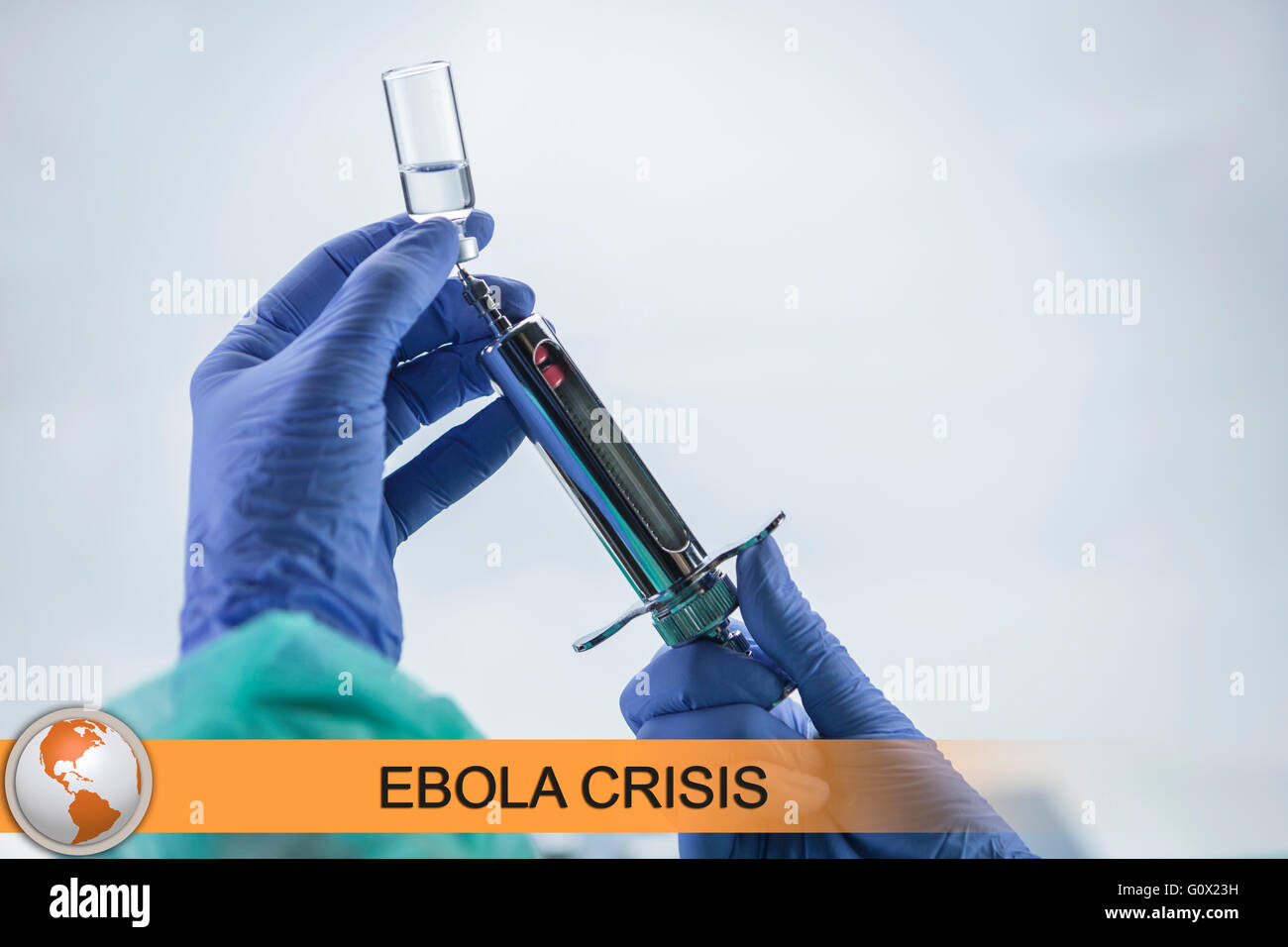 Composito Digitale di Ebola notizie flash con immagini mediche Foto Stock