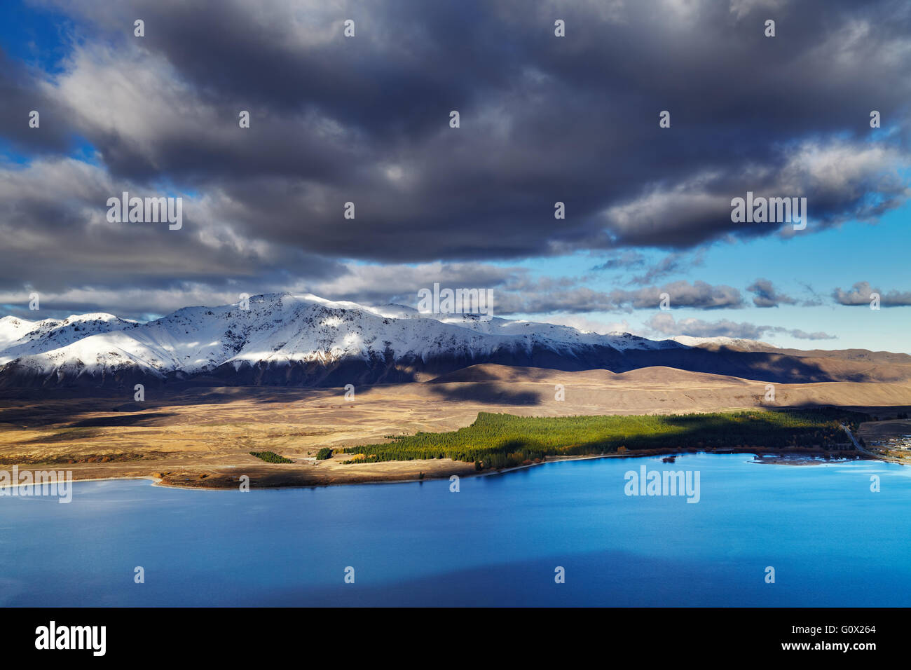 Lago Tekapo, vista dal Monte Giovanni, Mackenzie paese, Nuova Zelanda Foto Stock
