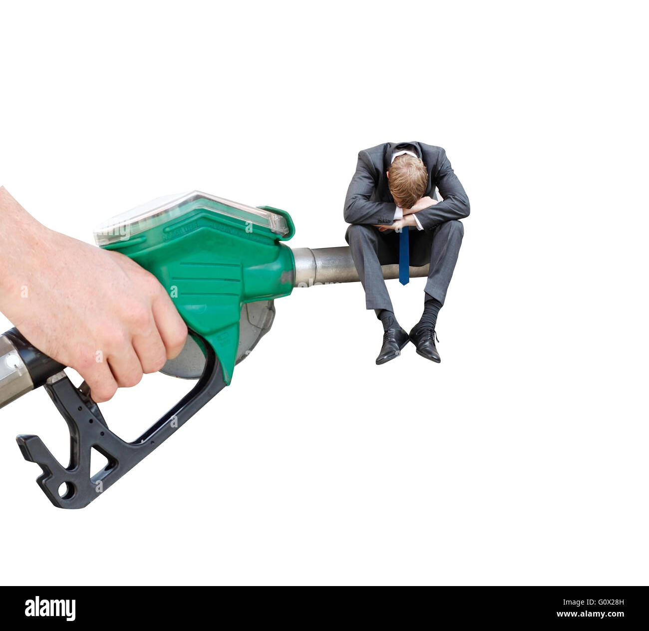 Elevati prezzi del gas su bianco Foto Stock