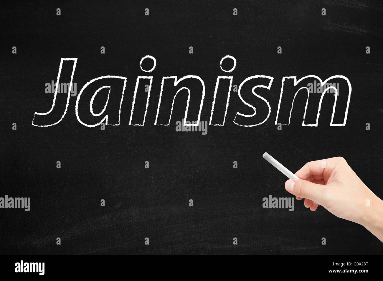 Il Giainismo scritti su una lavagna Foto Stock