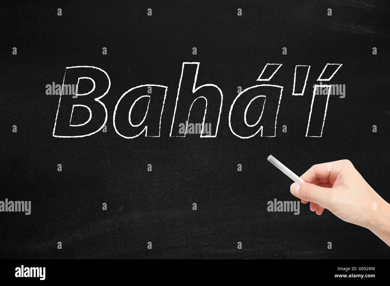 Bahai scritti su una lavagna Foto Stock