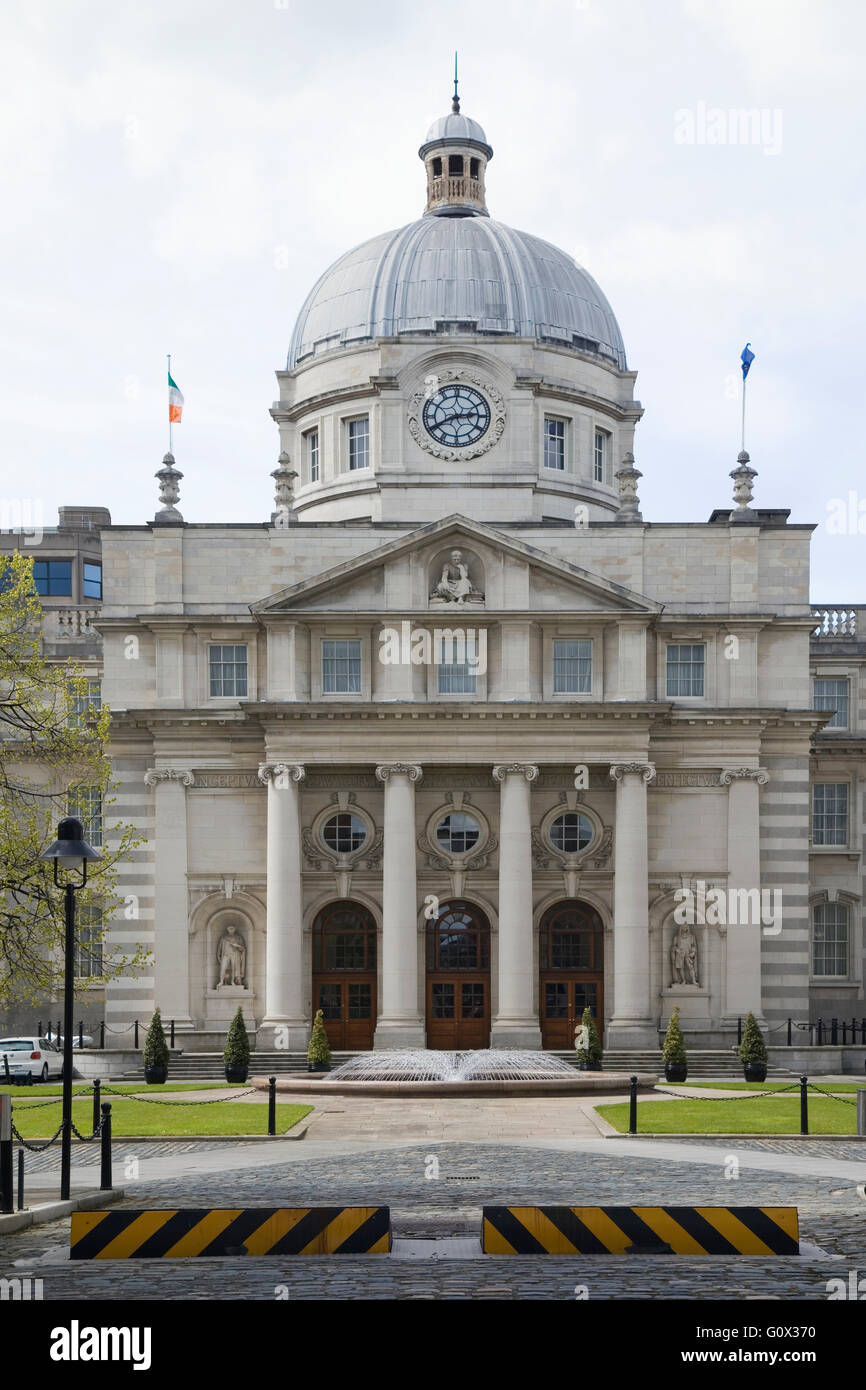 Dail Eireann, Dublino, Irlanda. Irlandese, governo, vista in alzato frontale, casa del governo irlandese, Edifici governativi Foto Stock