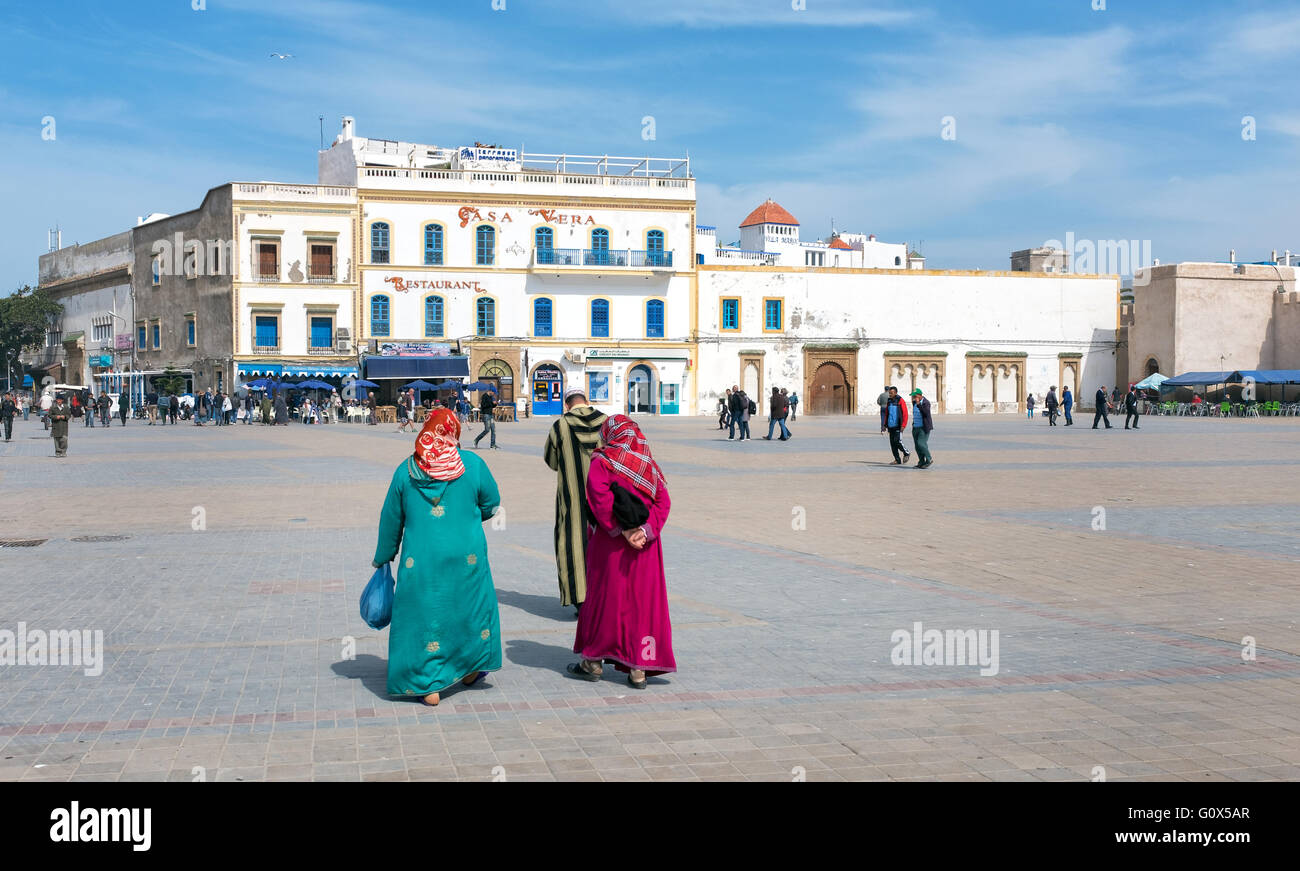 La piazza principale di Essaouira, Marocco Foto Stock