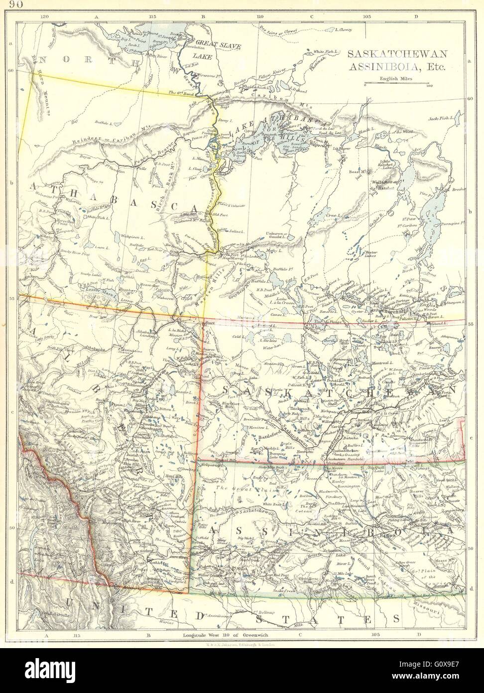 CANADA: Saskatchewan, Assiniboia, l'Athabasca, Alberta, 1897 Mappa antichi Foto Stock