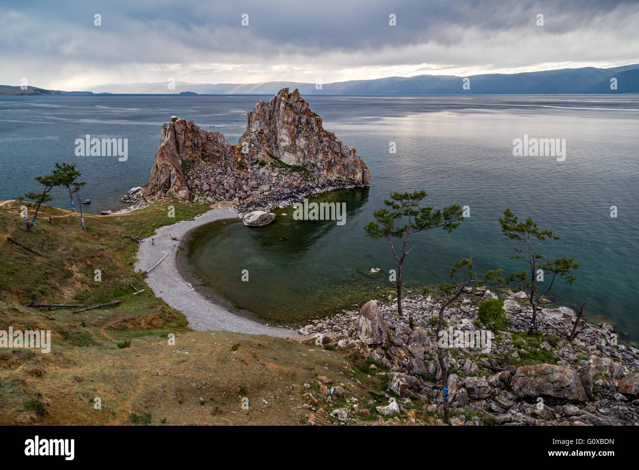 Shaman Rock, Lago Baikal in Russia Foto Stock