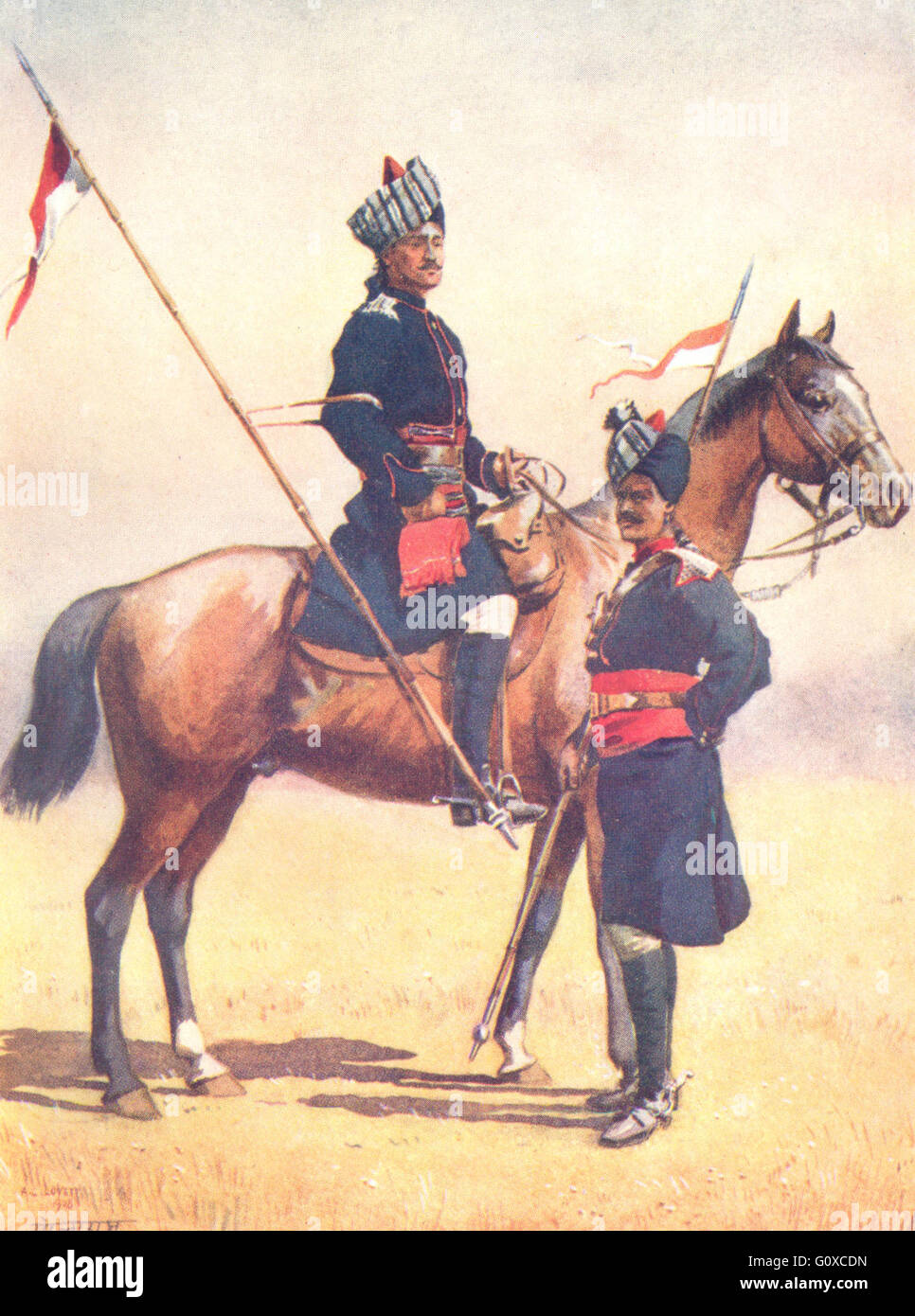 INDIA: Esercito di East India Co: 6 King Edward la propria cavalleria; 8 Jats, 1911 Foto Stock