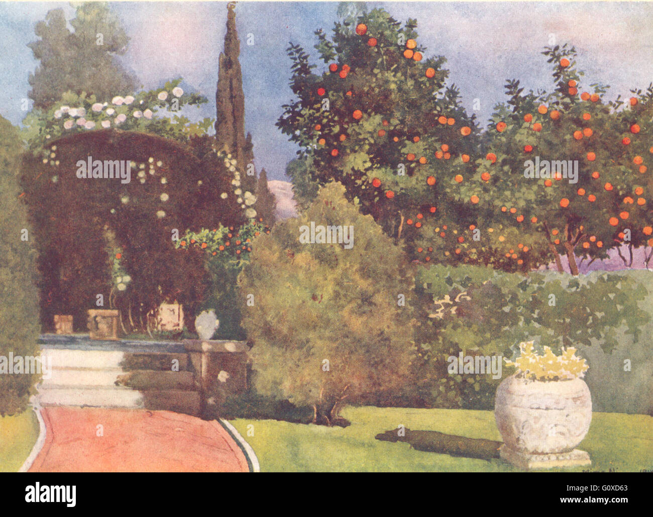 Grecia: il Giardino del Principe Ereditario del palazzo, Atene antica stampa 1916 Foto Stock