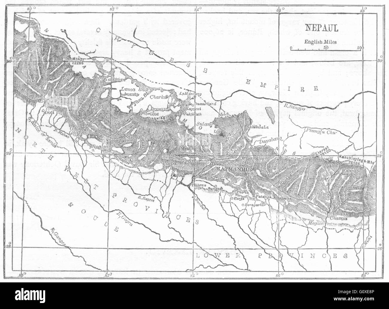 NEPAL: Mappa del Nepal, c1880 Foto Stock
