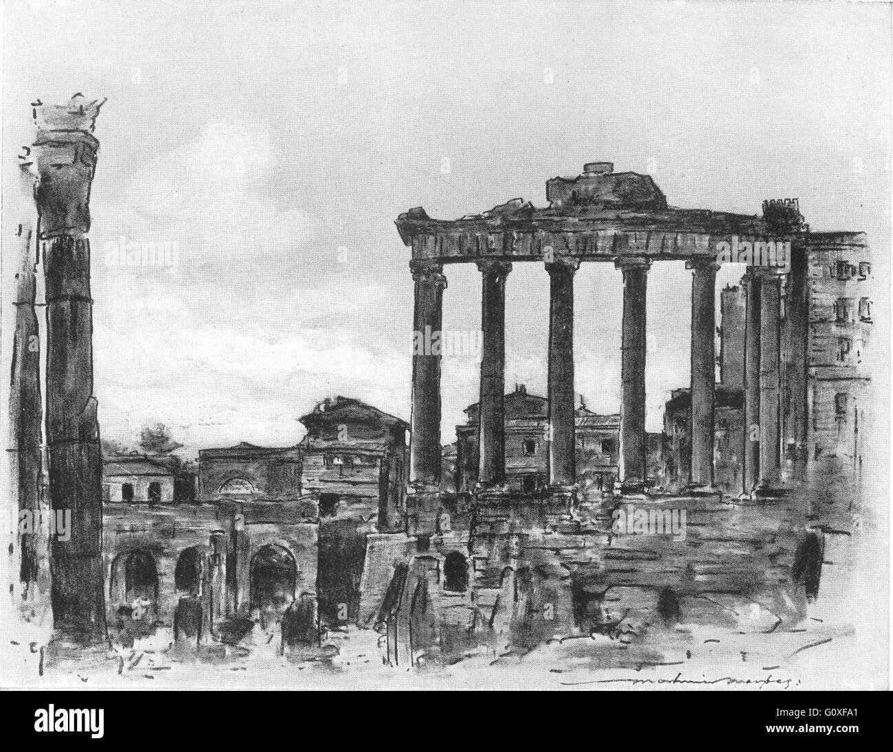 Roma: Italia: resti della Roma antica, vintage print 1920 Foto Stock