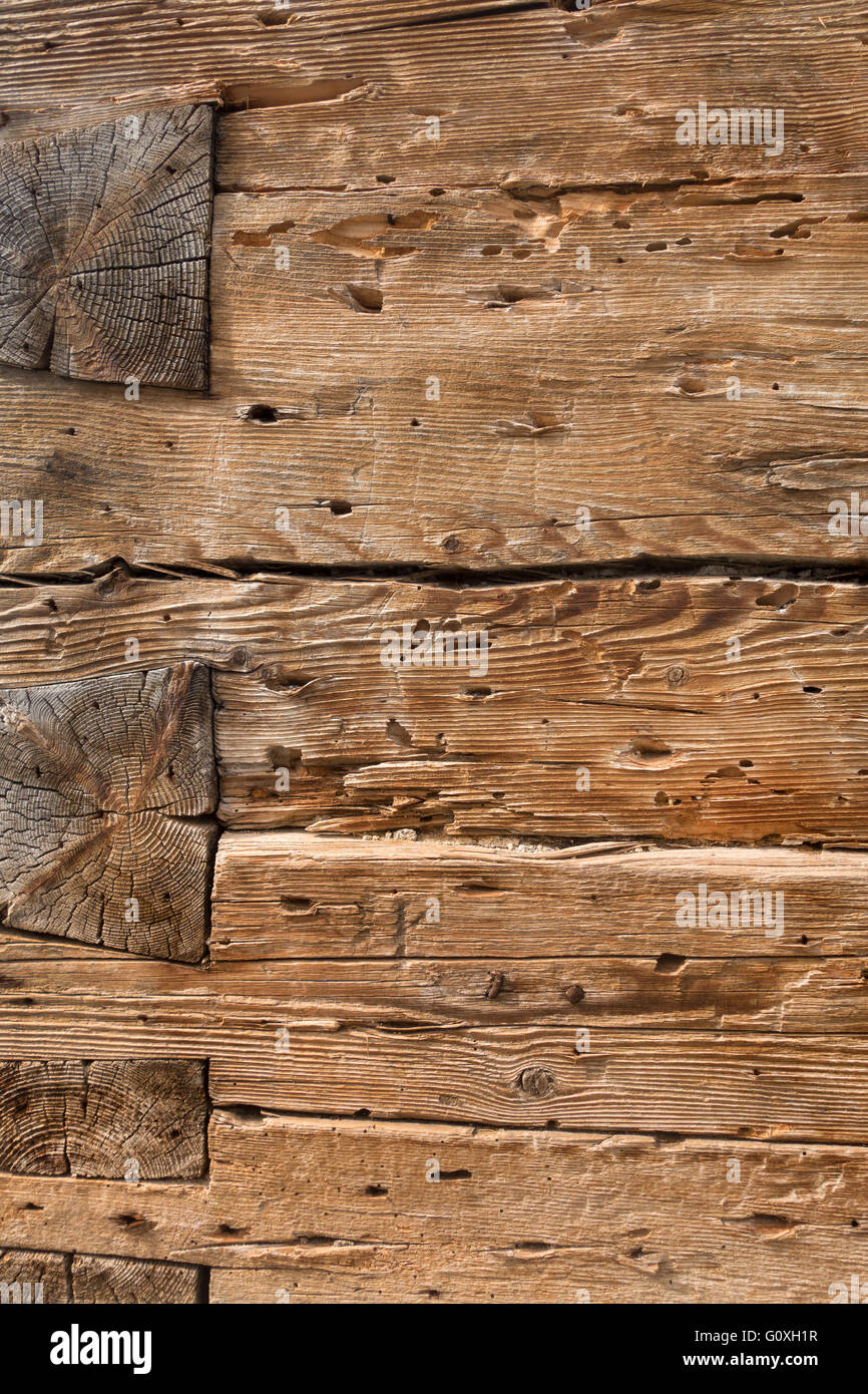 Costruzione di antiche travi di legno Foto Stock