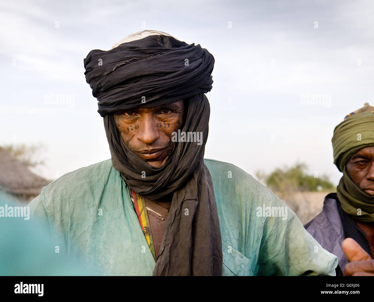Un uomo Wodaabe-Bororo annuale di Gerewol. Diffa. Il Sahel. Niger Foto Stock
