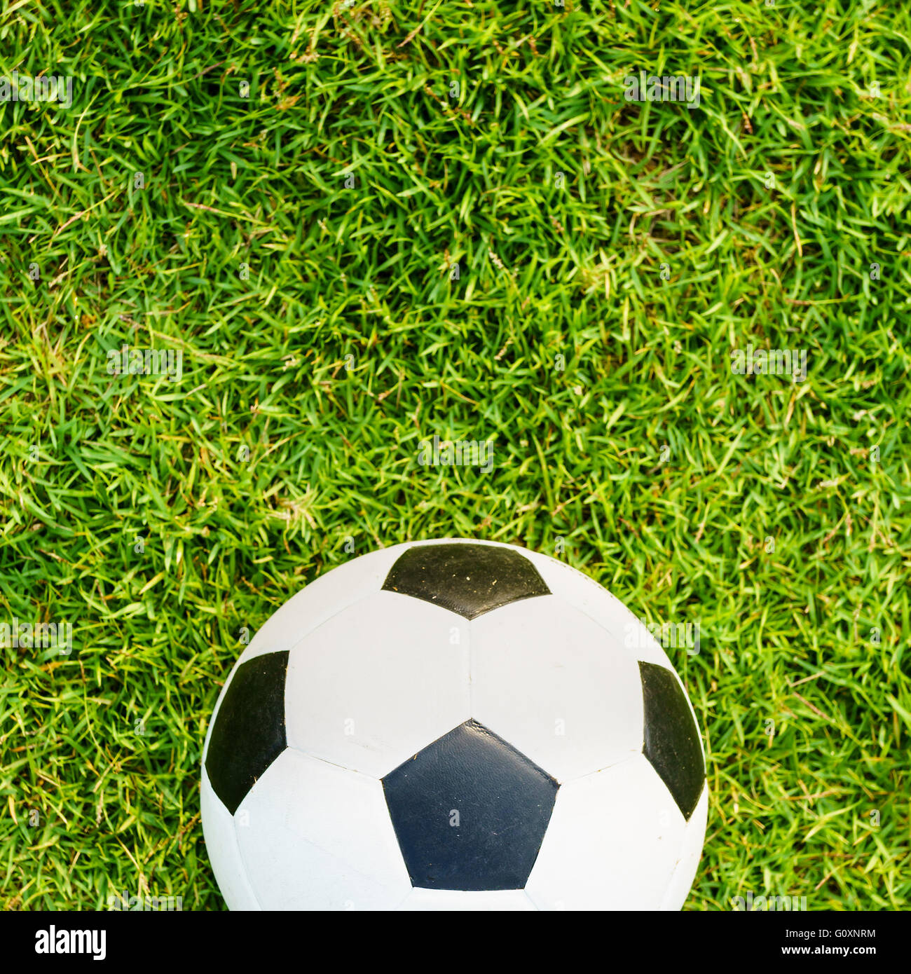 Un gioco del calcio (calcio) su erba verde dello sfondo dei campi Foto Stock