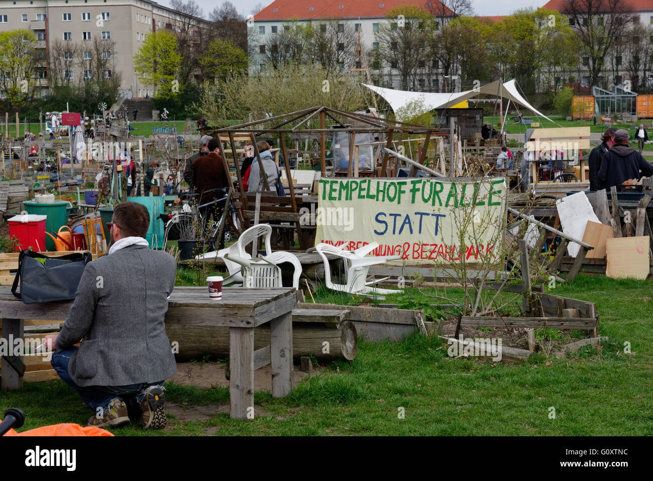 Un area giardino di Berlino Tempelhof Airfield Foto Stock