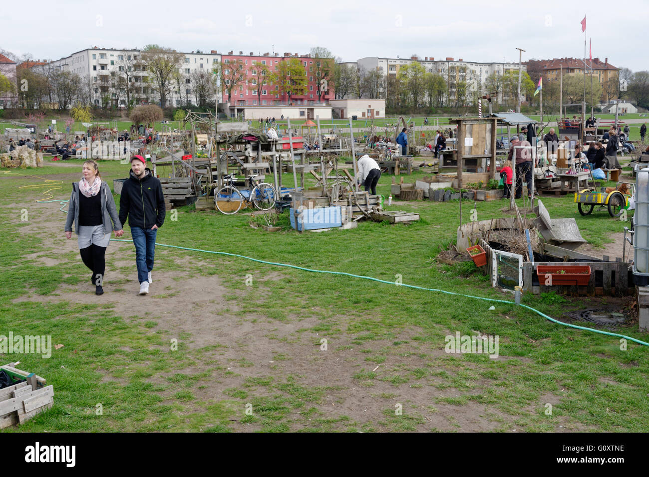 Un area giardino di Berlino Tempelhof Airfield Foto Stock