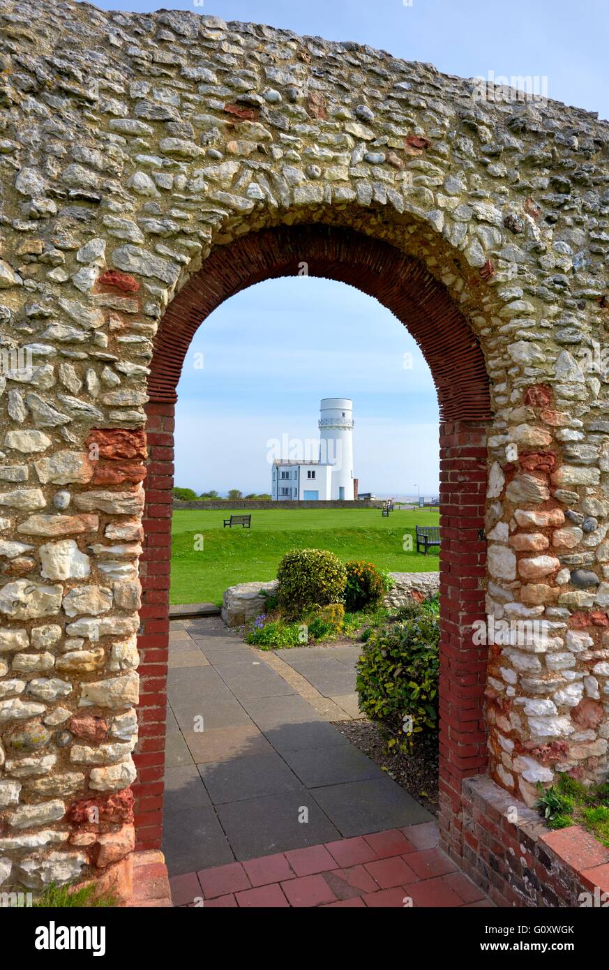 St Edmund della cappella di incorniciatura di Arco Hunstanton vecchio faro Norfolk England Regno Unito Foto Stock