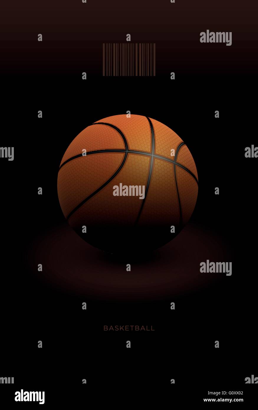 Realistico basket ball nel buio. Illustrazione Vettoriale. Illustrazione Vettoriale