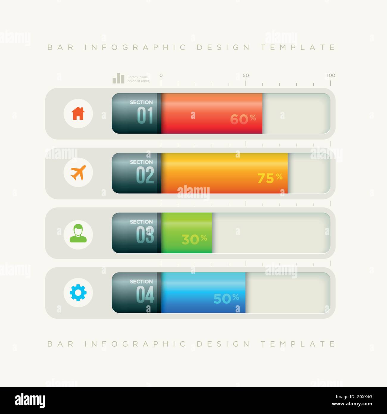 Barra di vettore infografico modello di progettazione. Gli elementi sono stratificati separatamente in file vettoriale. Illustrazione Vettoriale