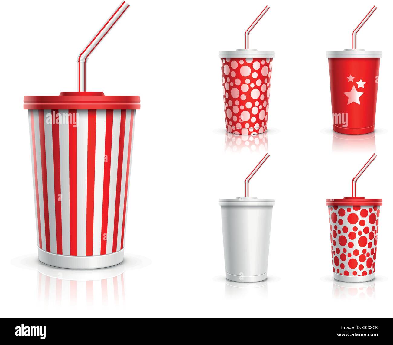 Tazze monouso per bevande di raccolta della paglia. Illustrazione Vettoriale. Illustrazione Vettoriale