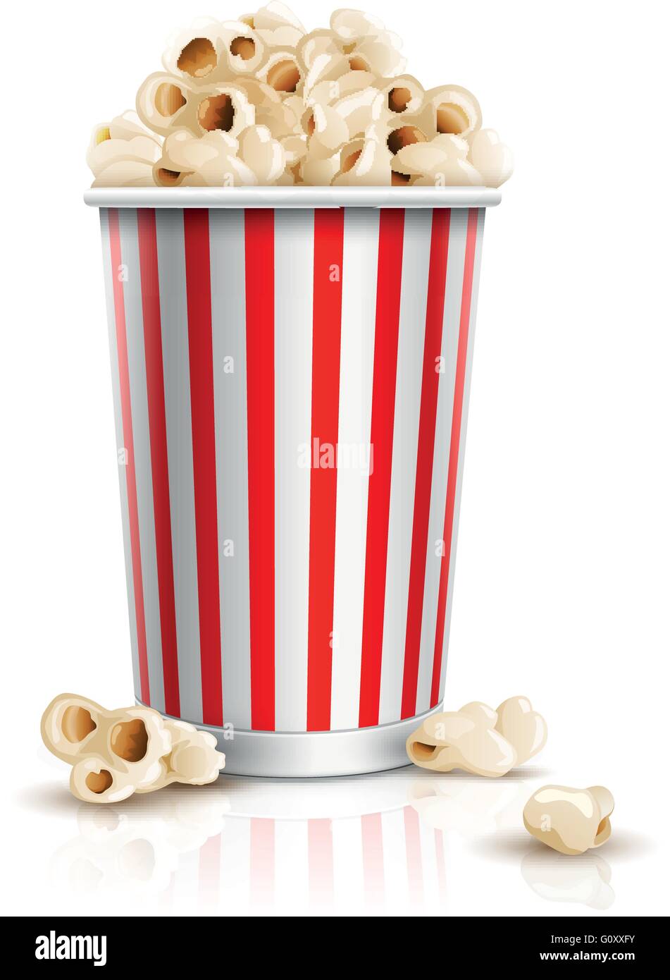 Scatola di popcorn. Dettagliata illustrazione vettoriale. Isolato su sfondo bianco. EPS10 file. Illustrazione Vettoriale