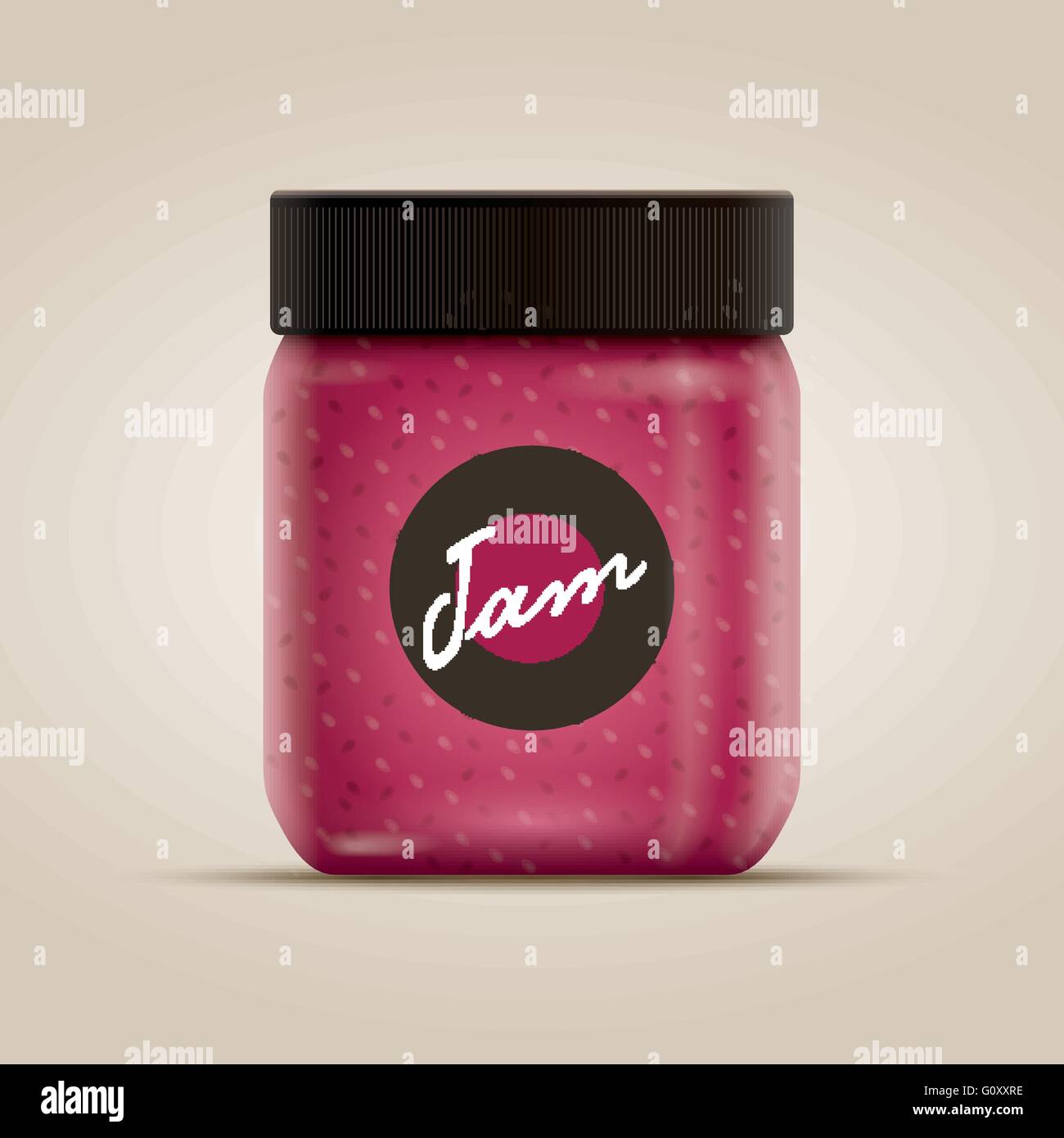 Vettore illustrazione realistica del miele o vasetto di marmellata. Tutti gli elementi sono stratificati separatamente in file vettoriale. Il colore del prodotto è globale c Illustrazione Vettoriale