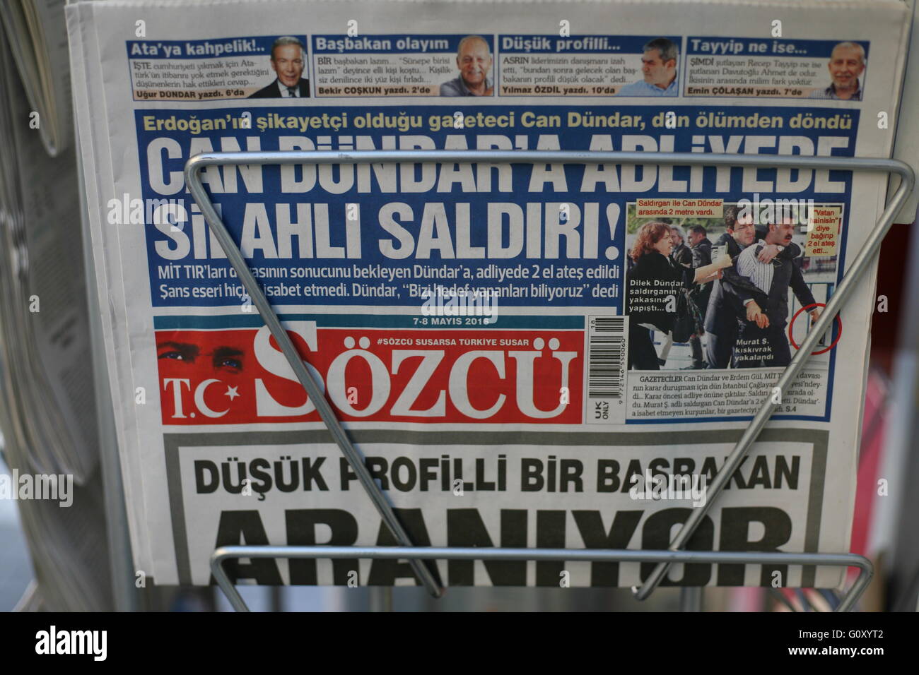 Titolo del giornale Sözcü circa i problemi ad Istanbul in Turchia Foto Stock