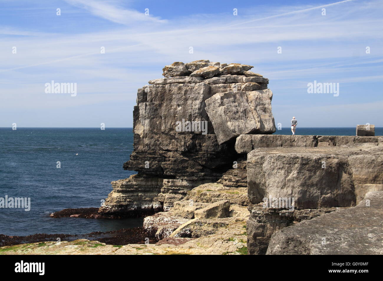 Il pulpito Rock, Portland Bill, Jurassic Coast, Dorset, Inghilterra, Gran Bretagna, Regno Unito, Gran Bretagna, Europa Foto Stock