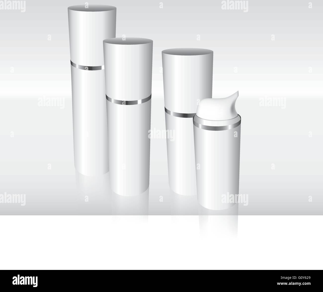 Quattro flaconi airless con un anello di argento vettore completo Illustrazione Vettoriale