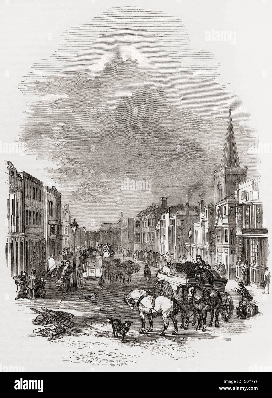 Southampton, in Inghilterra nel XIX secolo. Visualizza in basso la High Street. Foto Stock