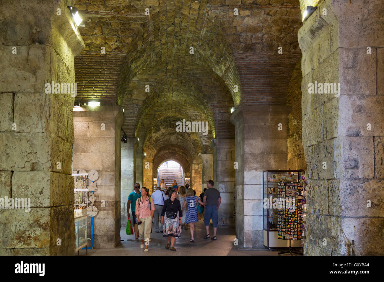 Split, Dalmazia, Croazia. Il seminterrato sale del Palazzo di Diocleziano. Foto Stock