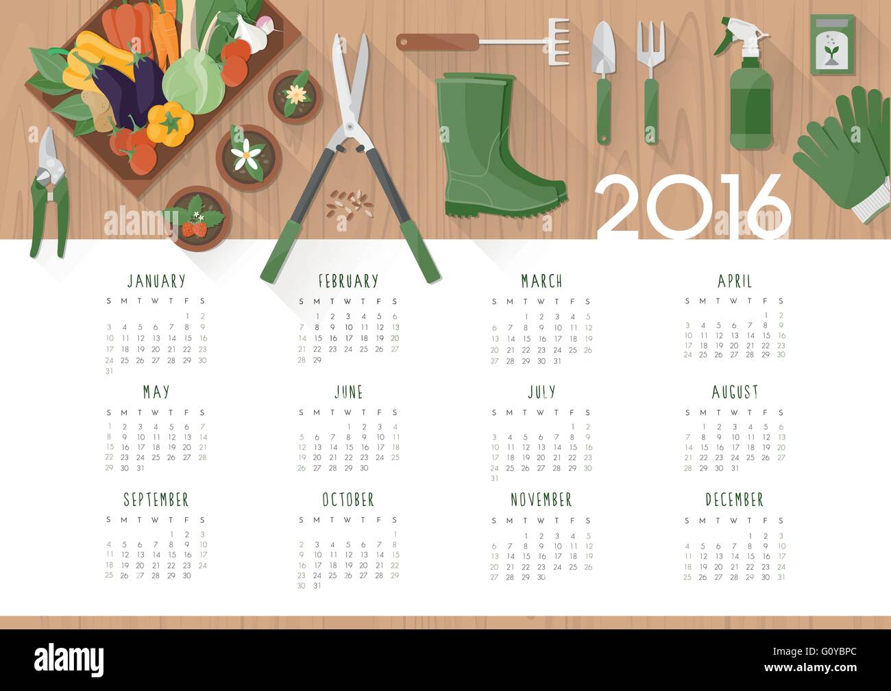 Calendario di giardinaggio Immagini Vettoriali Stock Alamy