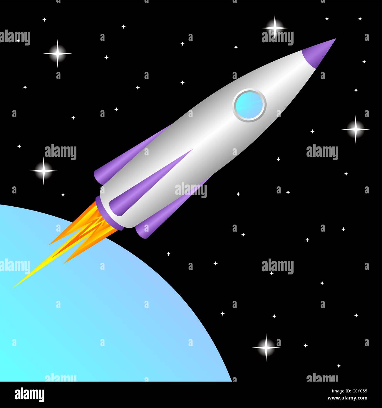 Razzo nello spazio. Illustrazione Vettoriale