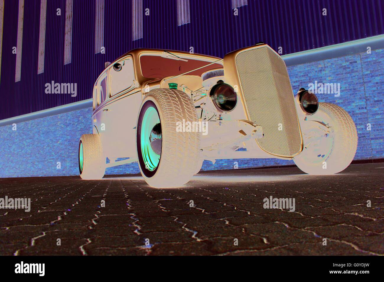 Magia nera Chevy V8 hot rod Foto Stock