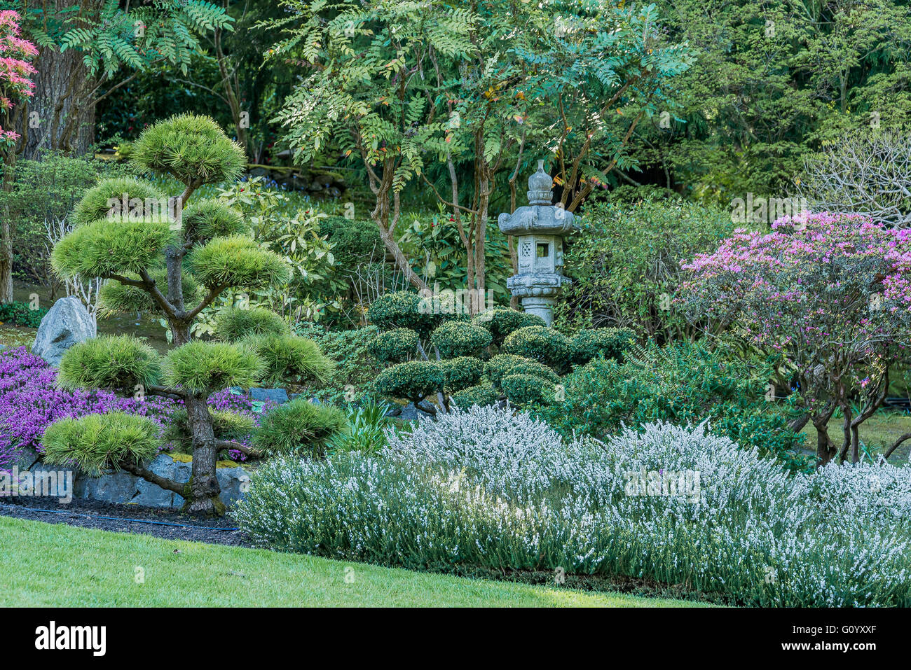 Giardino giapponese, Butchart Gardens, Brentwood Bay, vicino a Victoria, British Columbia, Canada Foto Stock