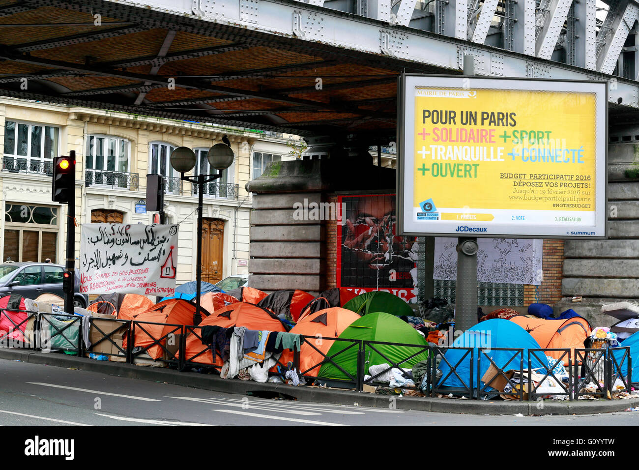 Campo profughi di Parigi Foto Stock