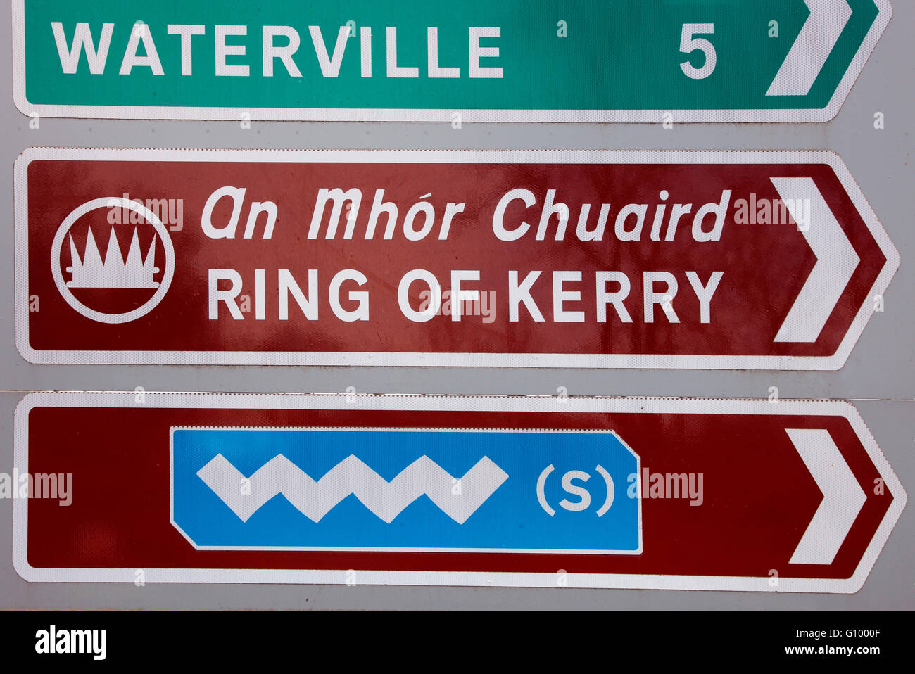Cartello stradale nella Contea di Kerry Foto Stock