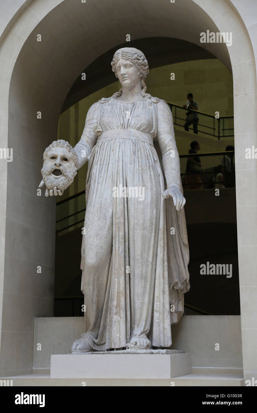 Melpomene :, musa della tragedia. 1° C. BC-1st c. Annuncio. Il marmo. Roma, Italia. Il museo del Louvre. Parigi. La Francia. Foto Stock
