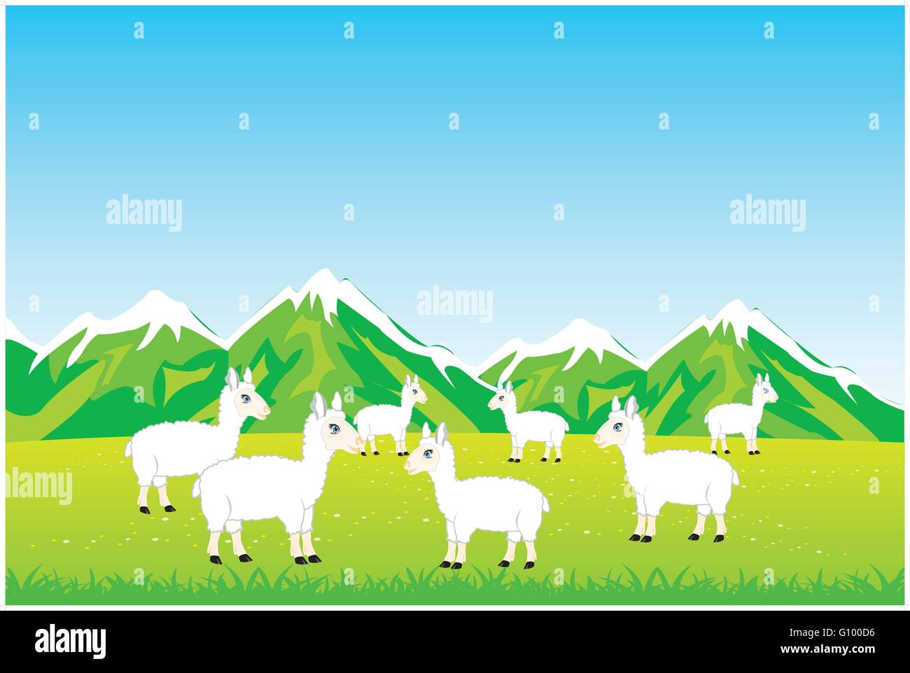 Illustrazione Vettoriale allevamento ovini sul prato anno Illustrazione Vettoriale