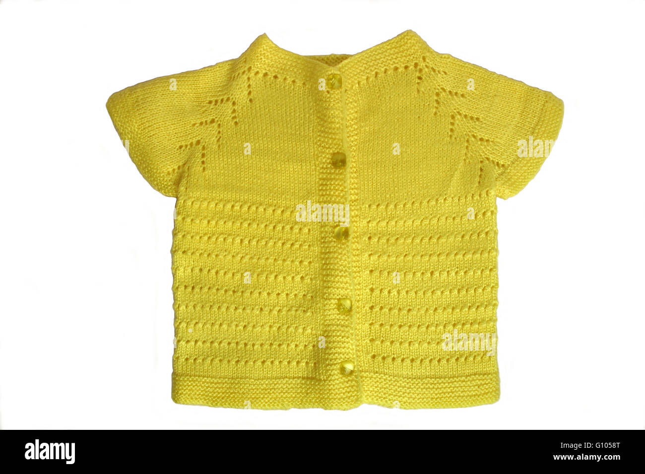 Colore giallo handmade baby cardigan Foto Stock